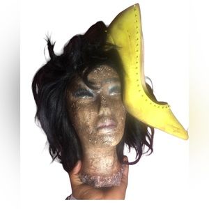 Homemade severed woman head prop
